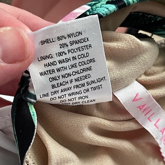 Vanilla Beach floral scalloped high neck halter tie bikini 2 piece swim - Picture 4 of 7